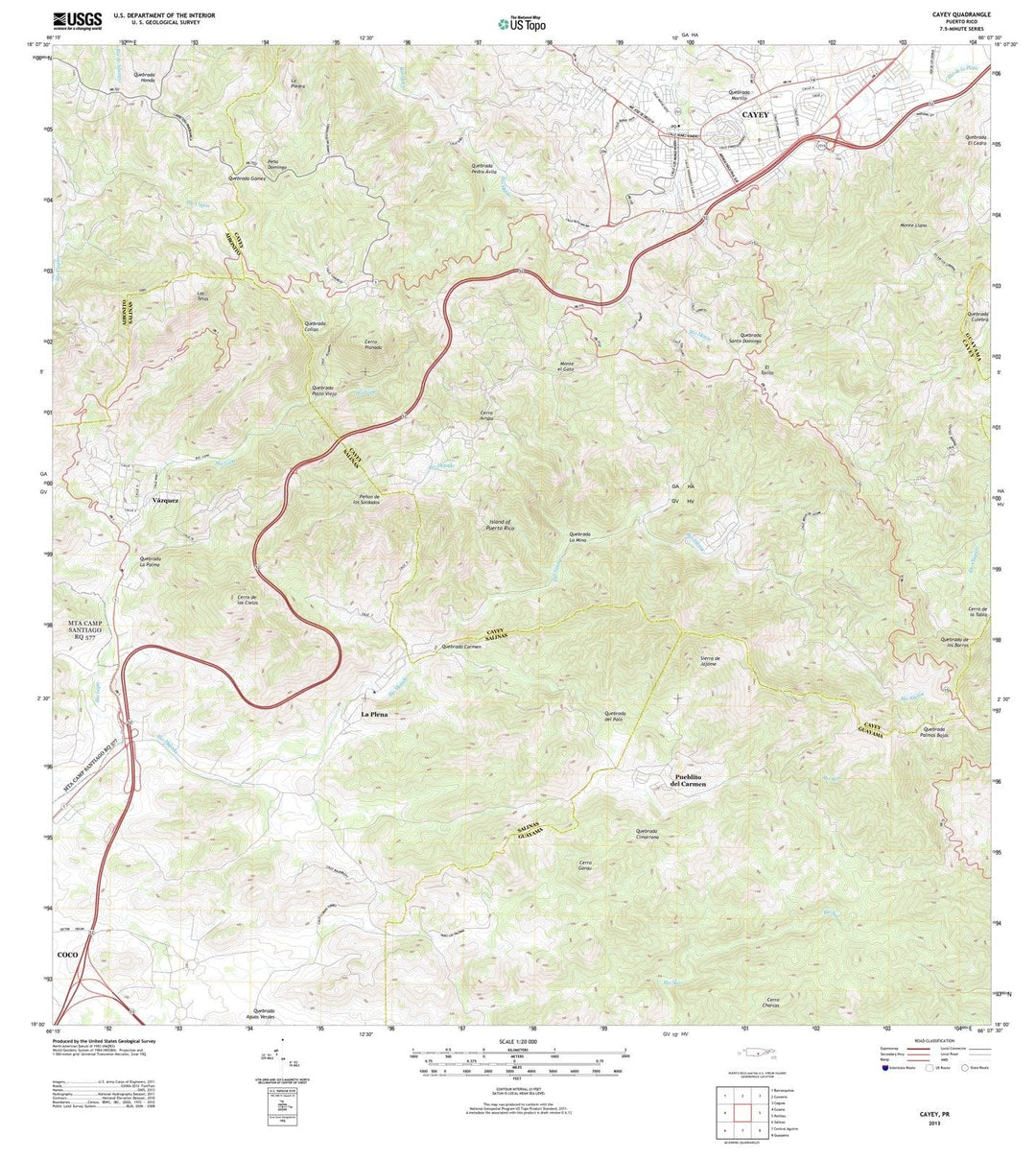 2013 Cayey, PR - Puerto Rico - USGS Topographic Map