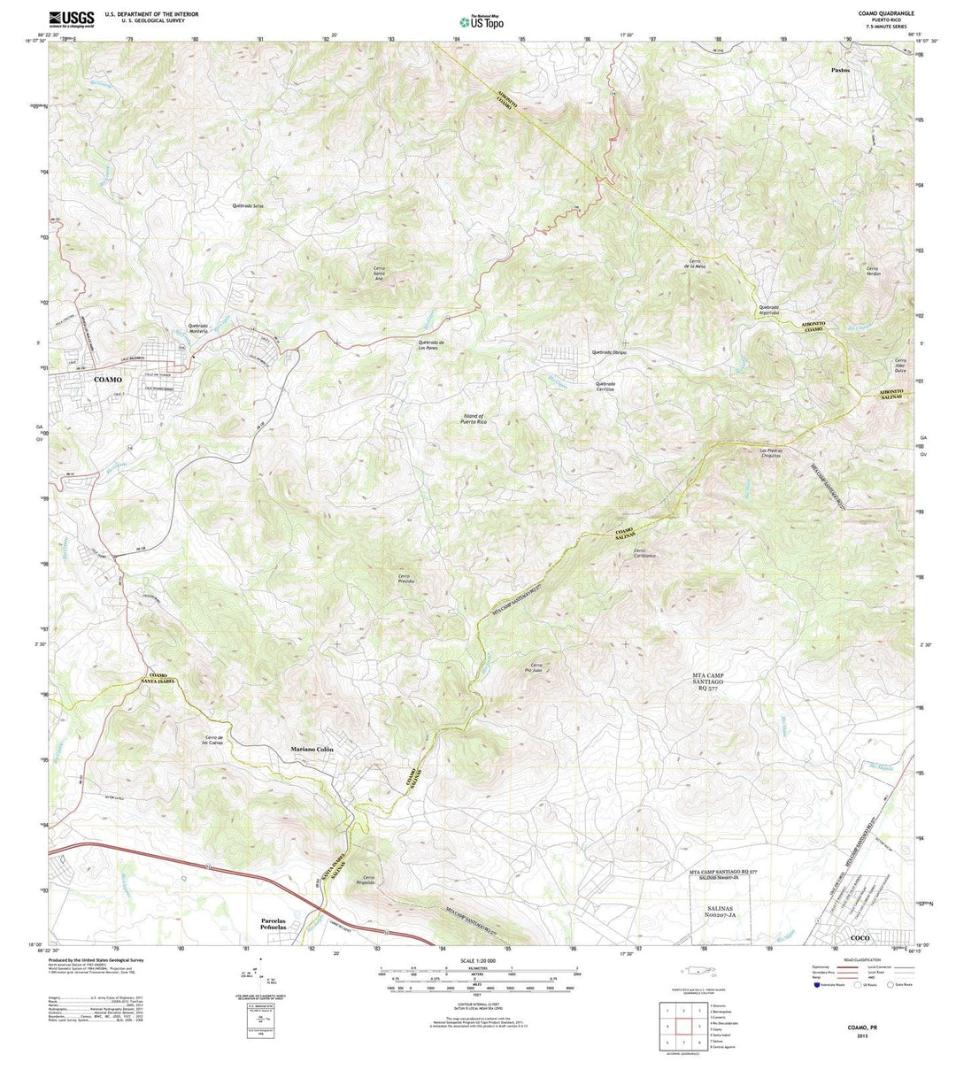 2013 Coamo, PR - Puerto Rico - USGS Topographic Map