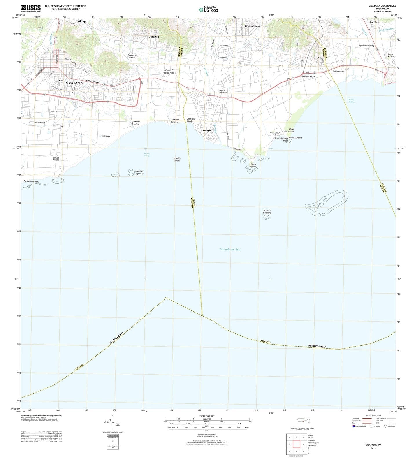 2013 Guayama, PR - Puerto Rico - USGS Topographic Map