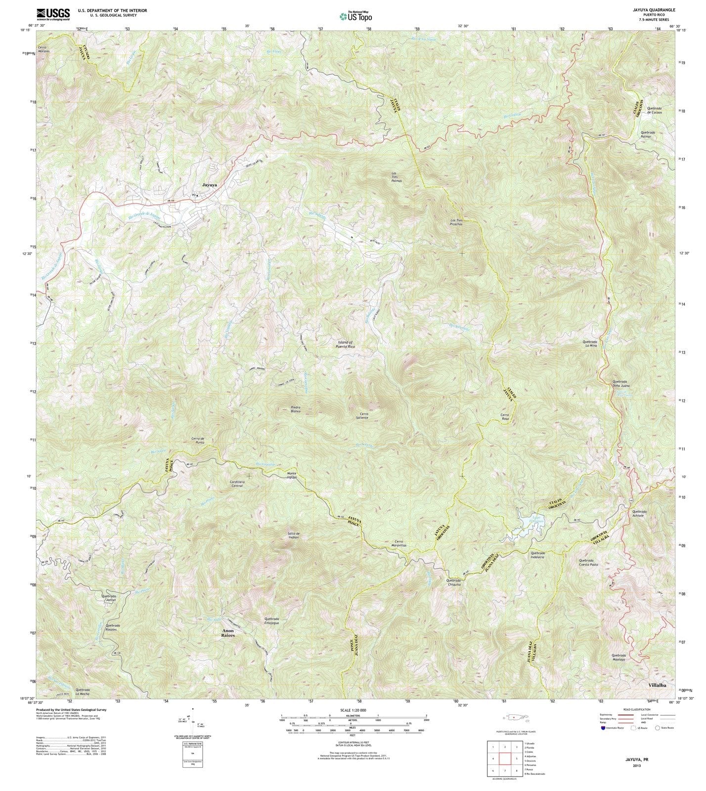 2013 Jayuya, PR - Puerto Rico - USGS Topographic Map