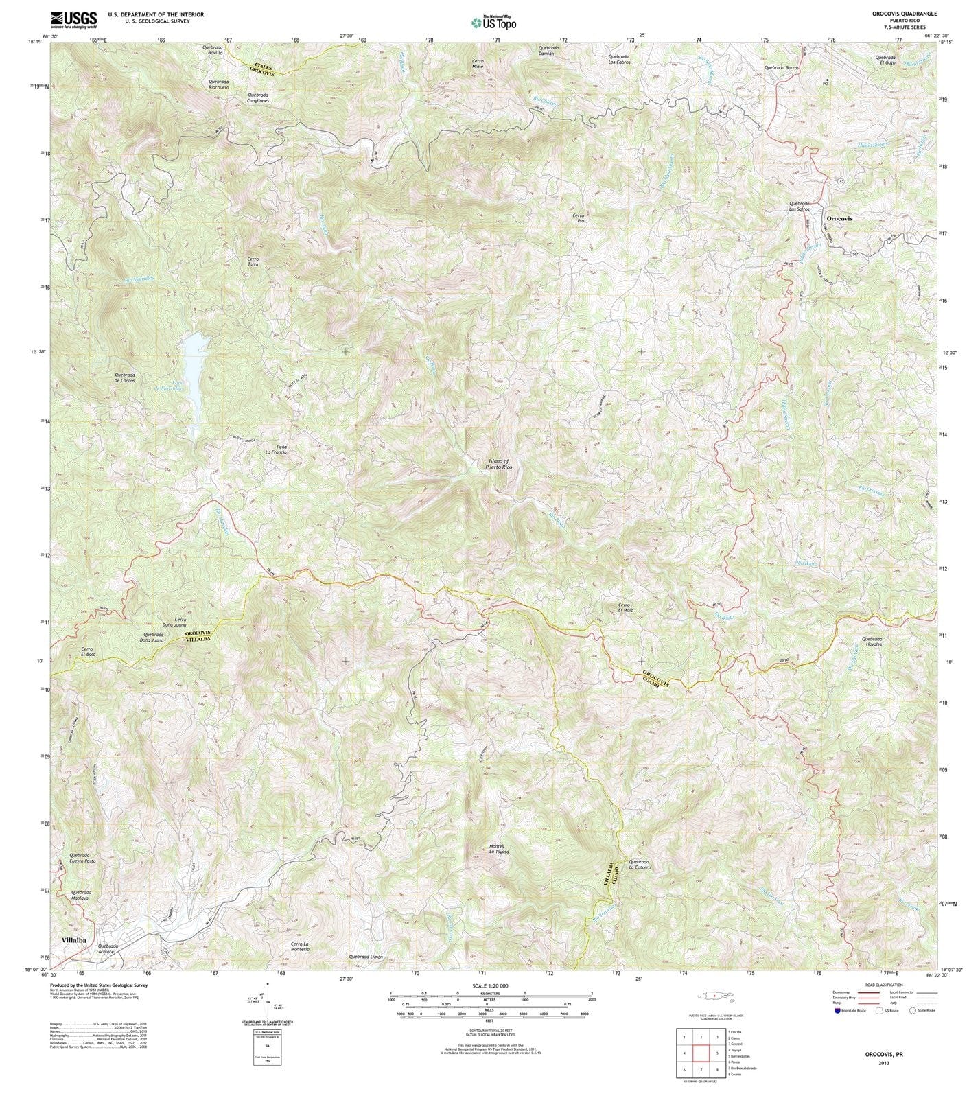 2013 Orocovis, PR - Puerto Rico - USGS Topographic Map