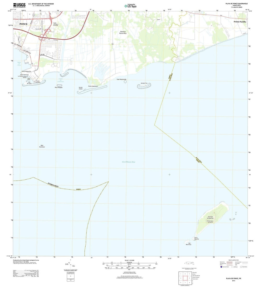 2013 Playae Ponce, PR - Puerto Rico - USGS Topographic Map