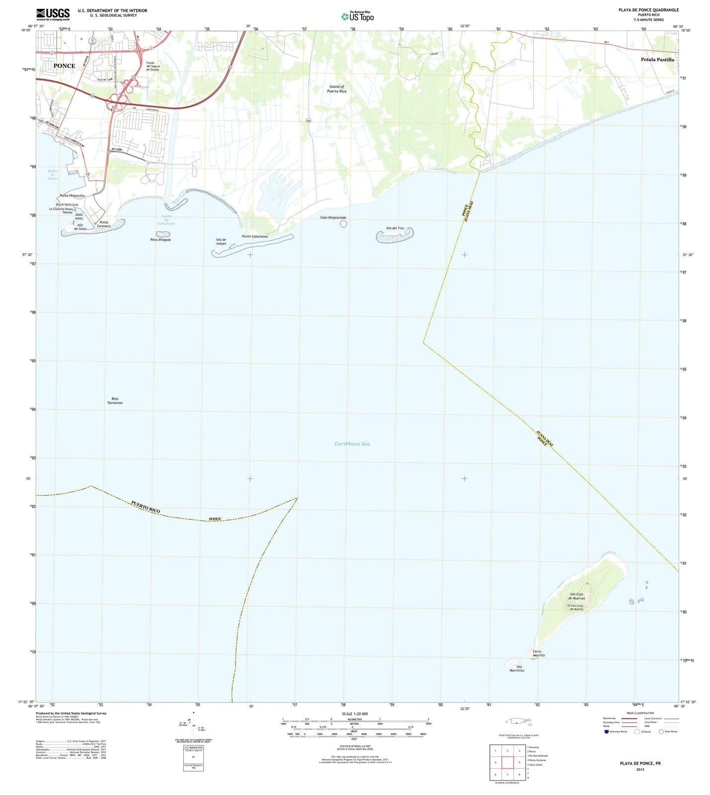 2013 Playae Ponce, PR - Puerto Rico - USGS Topographic Map