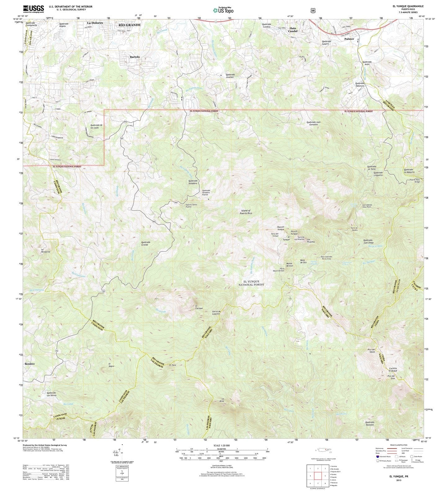 2013 El Yunque, PR - Puerto Rico - USGS Topographic Map