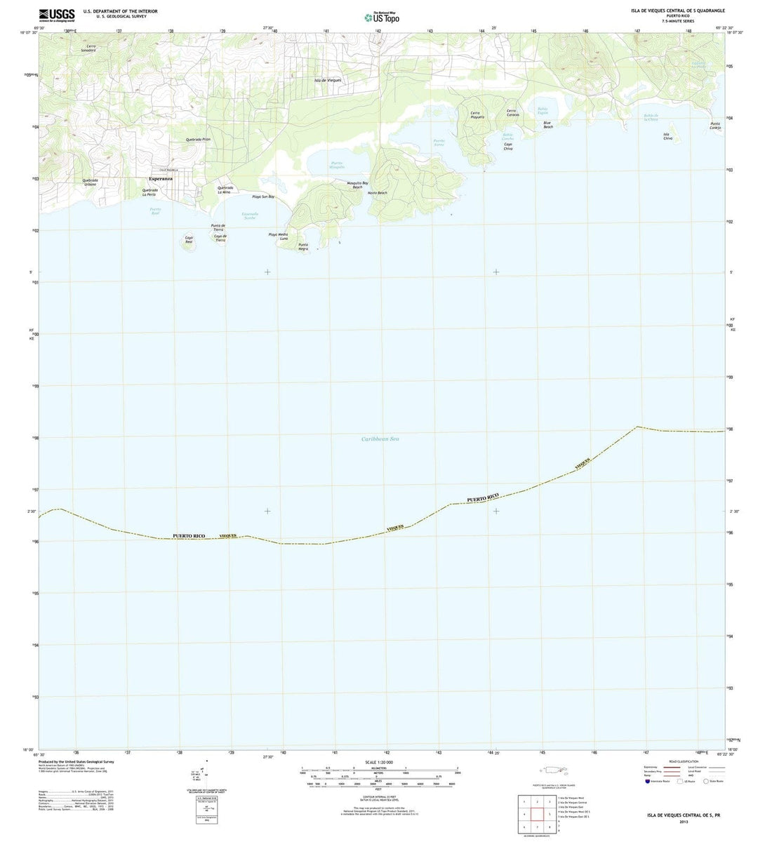 2013 Isla De Vieques Central OE S, PR - Puerto Rico - USGS Topographic Map