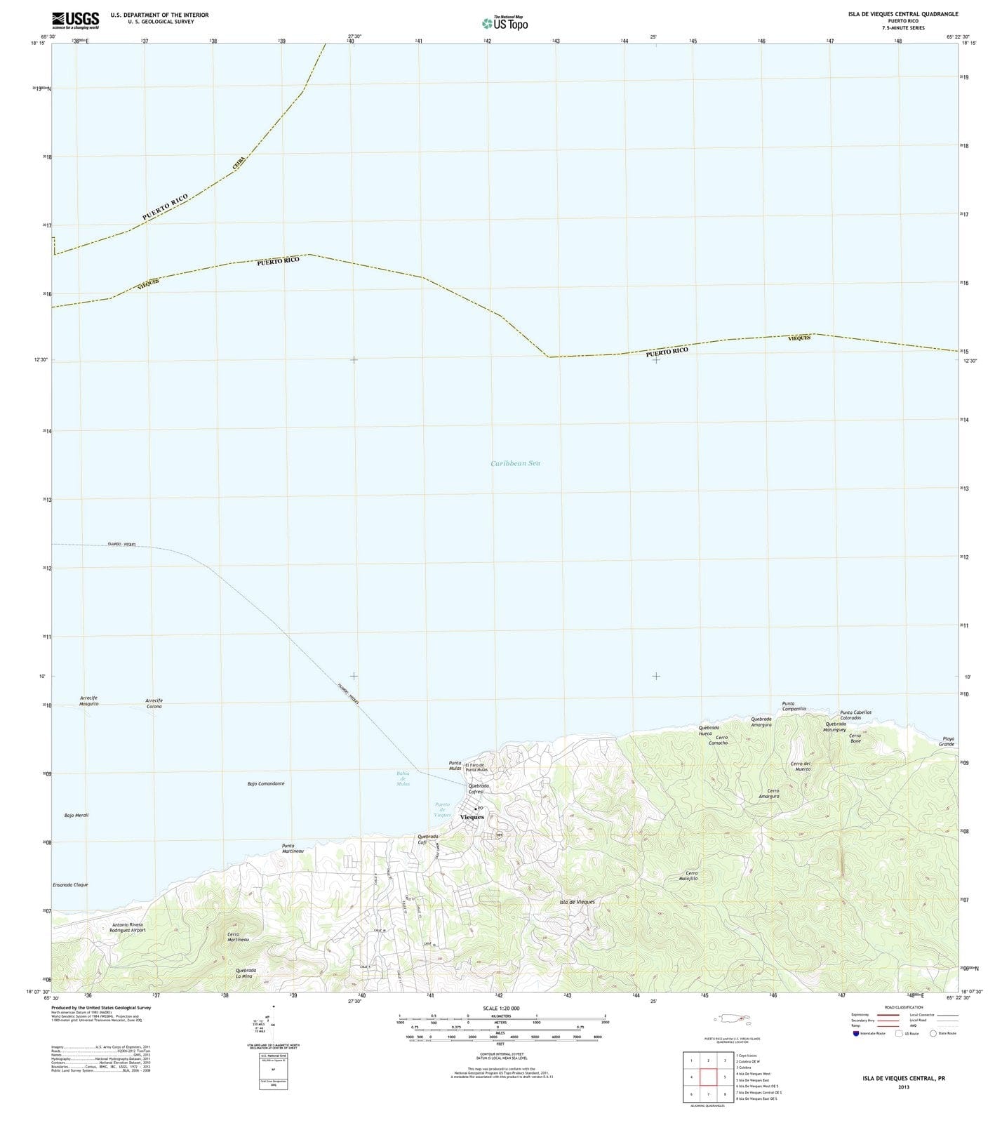 2013 Isla De Vieques Central, PR - Puerto Rico - USGS Topographic Map