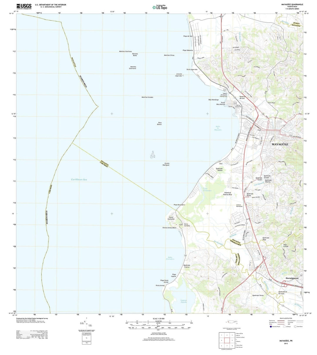 2013 Mayaguez, PR - Puerto Rico - USGS Topographic Map