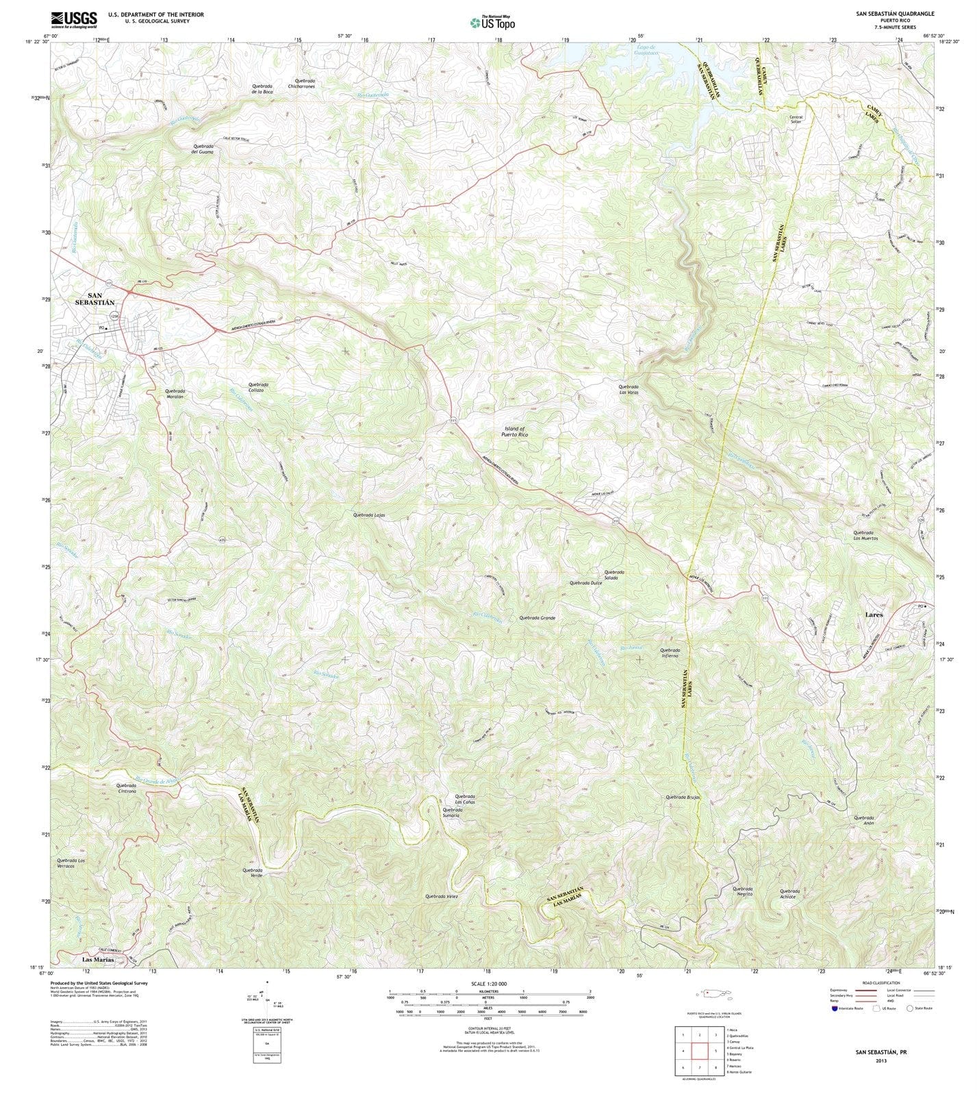 2013 Sanbastian, PR - Puerto Rico - USGS Topographic Map