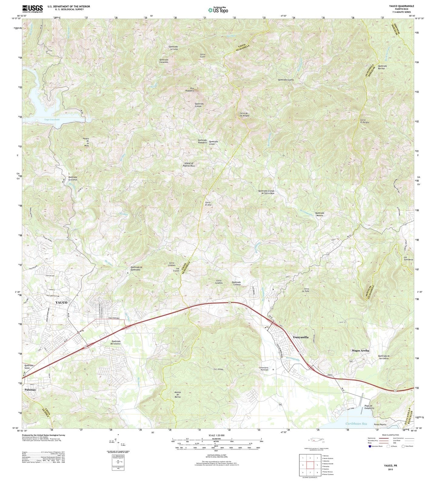 2013 Yauco, PR - Puerto Rico - USGS Topographic Map