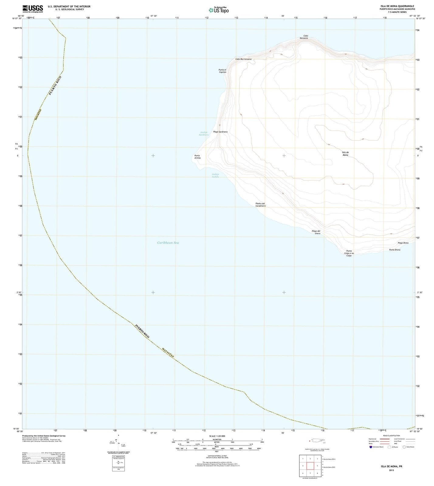 2013 Islae Mona, PR - Puerto Rico - USGS Topographic Map