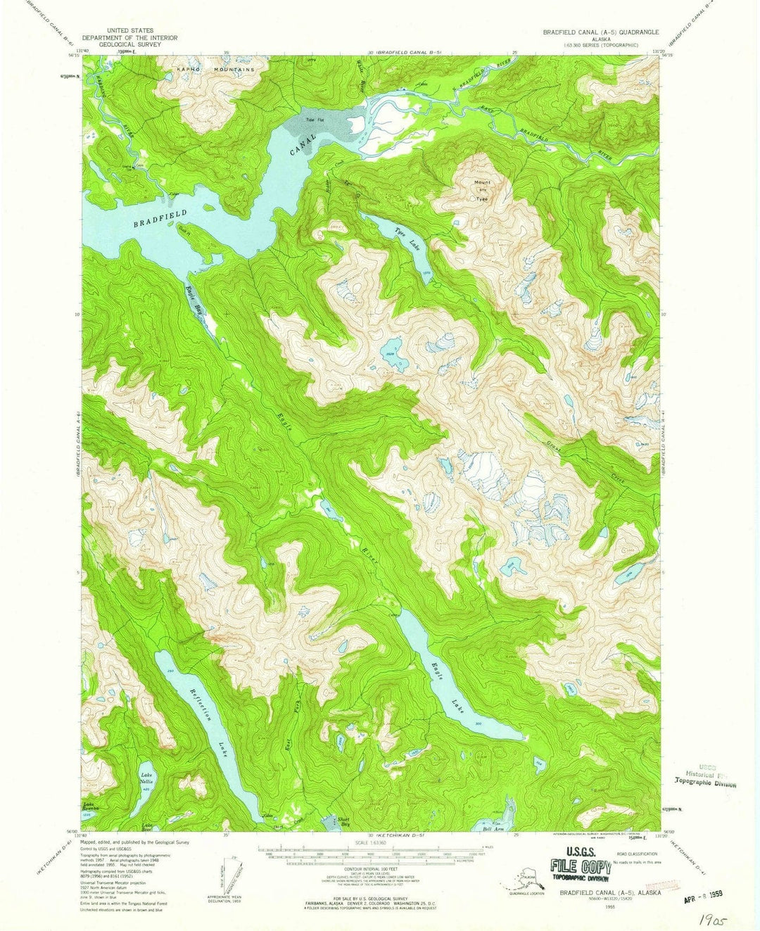 1955 Bradfieldanal, AK - Alaska - USGS Topographic Map3