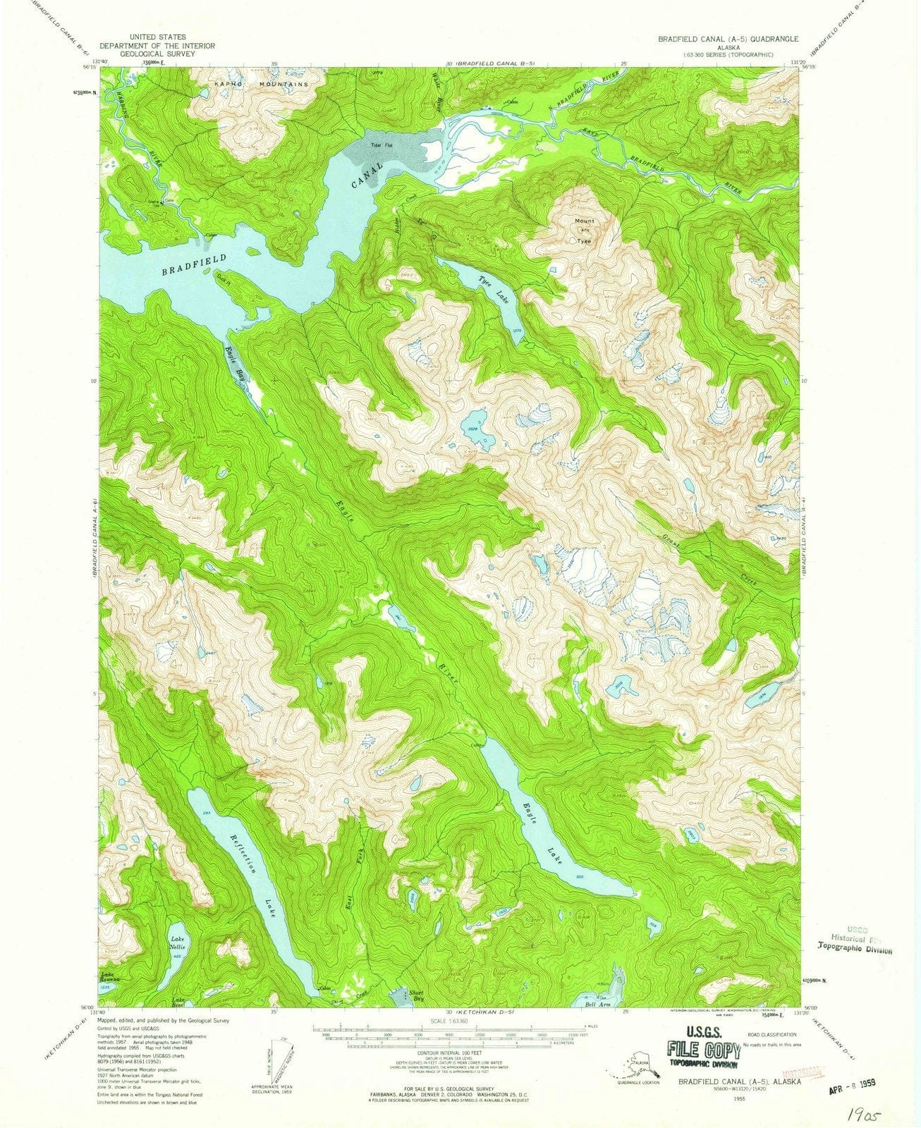 1955 Bradfieldanal, AK - Alaska - USGS Topographic Map3