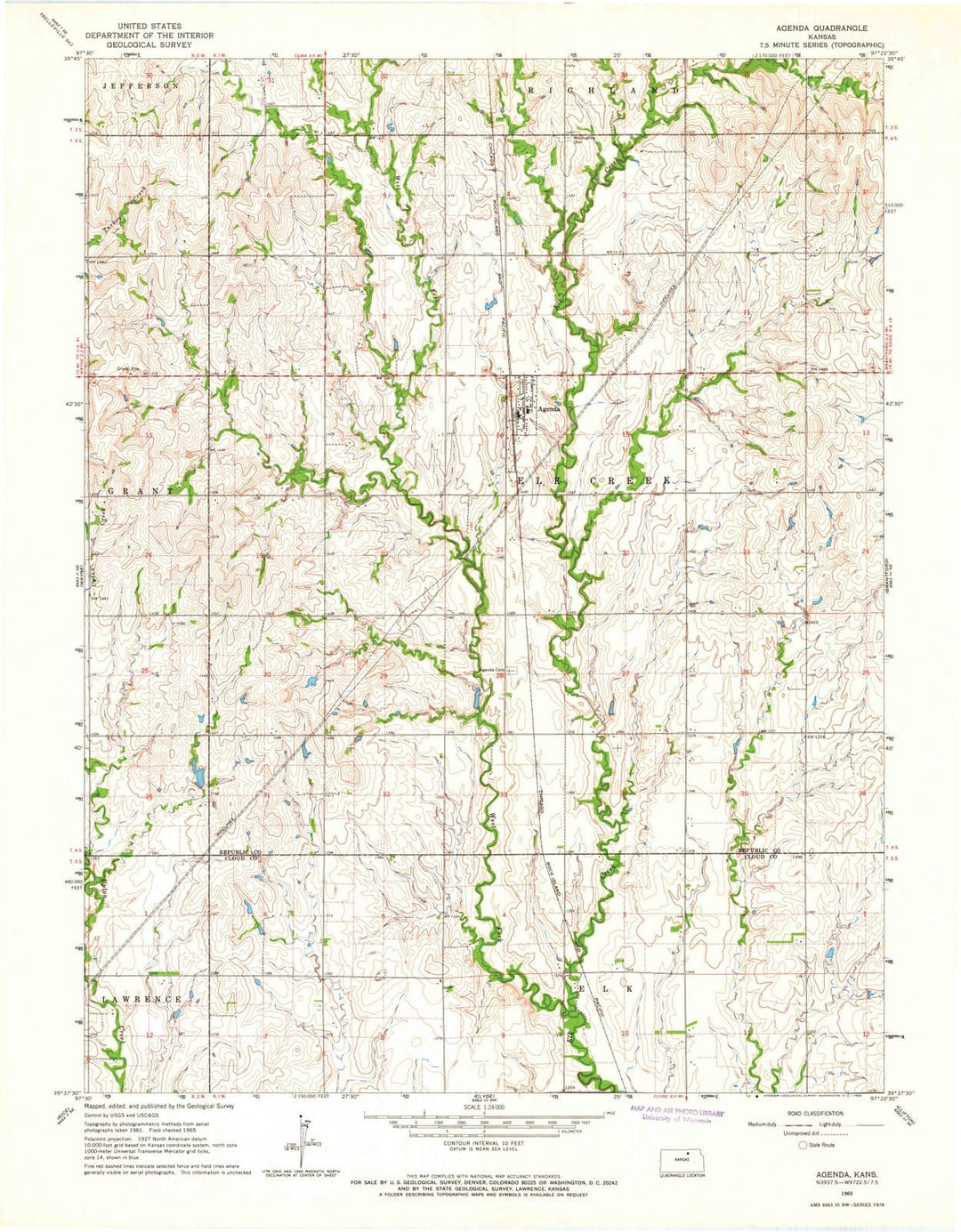 1965 Agenda, KS - Kansas - USGS Topographic Map