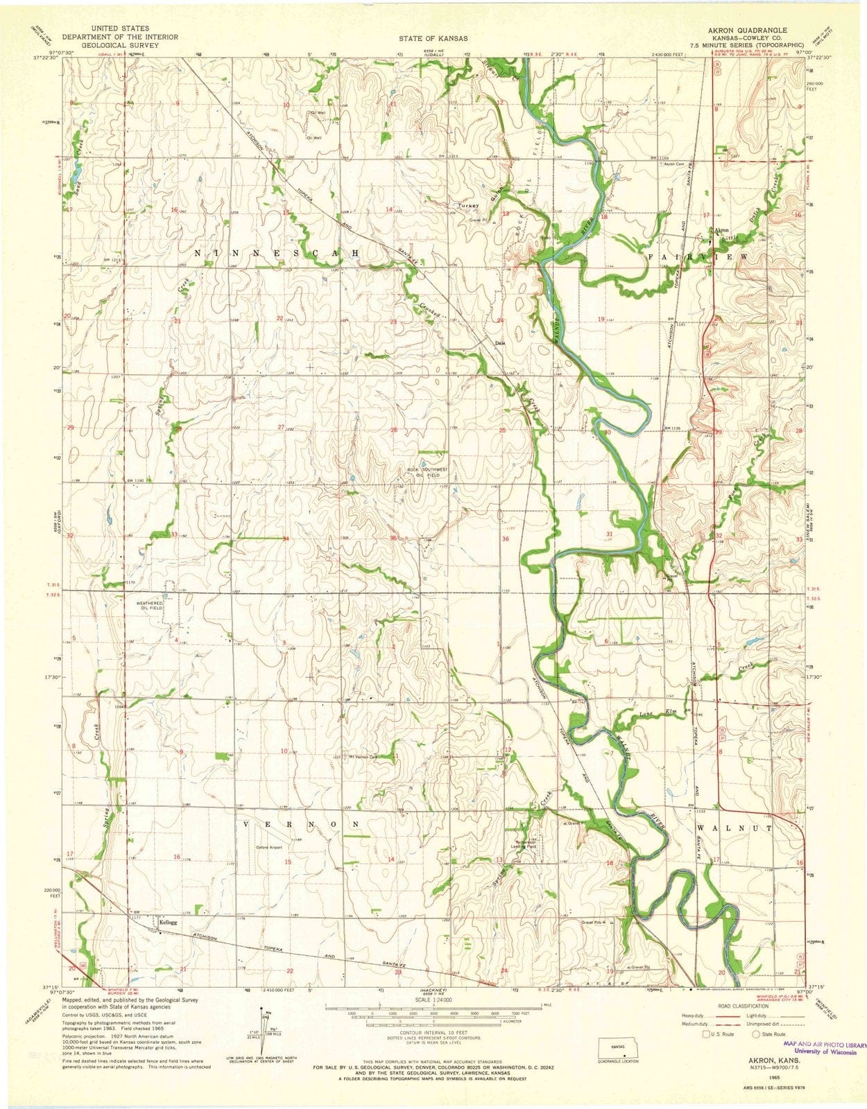 1965 Akron, KS - Kansas - USGS Topographic Map