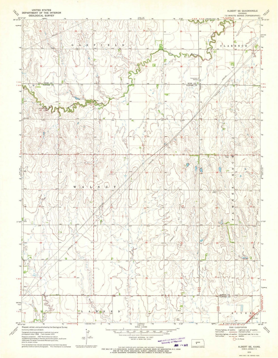 1970 Albert, KS - Kansas - USGS Topographic Map