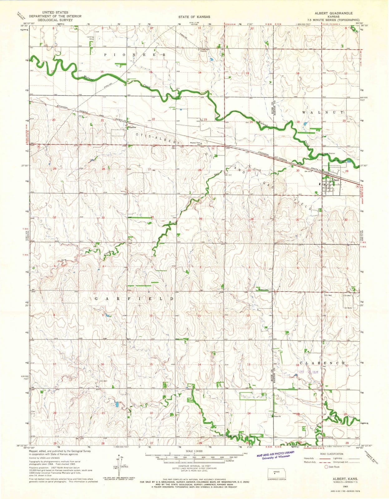 1965 Albert, KS - Kansas - USGS Topographic Map