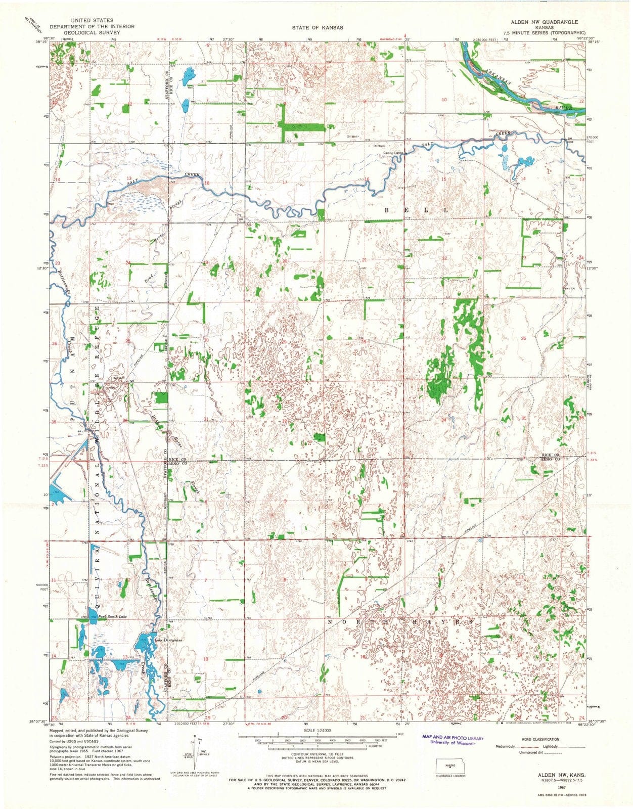 1967 Alden, KS - Kansas - USGS Topographic Map