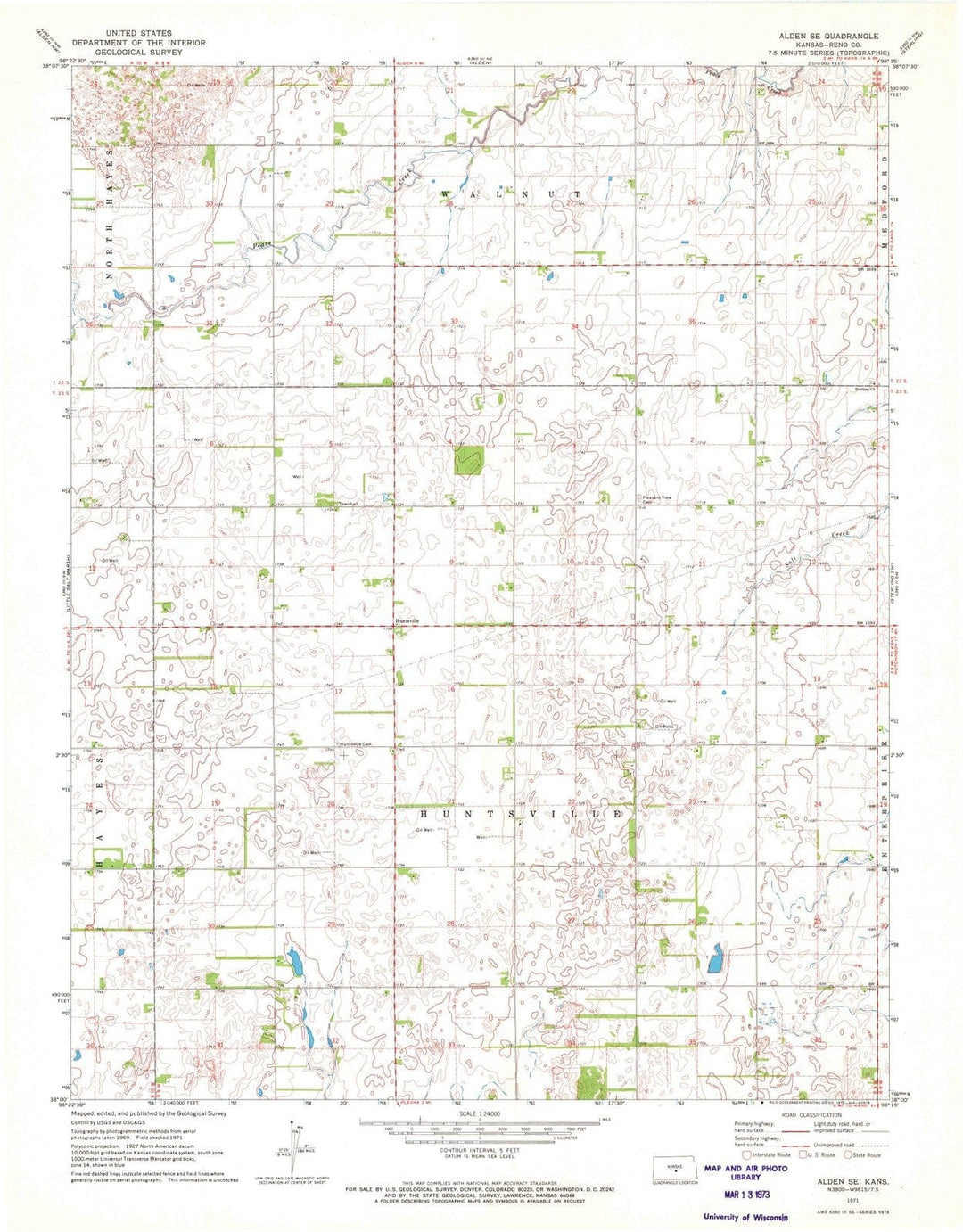 1971 Alden, KS - Kansas - USGS Topographic Map