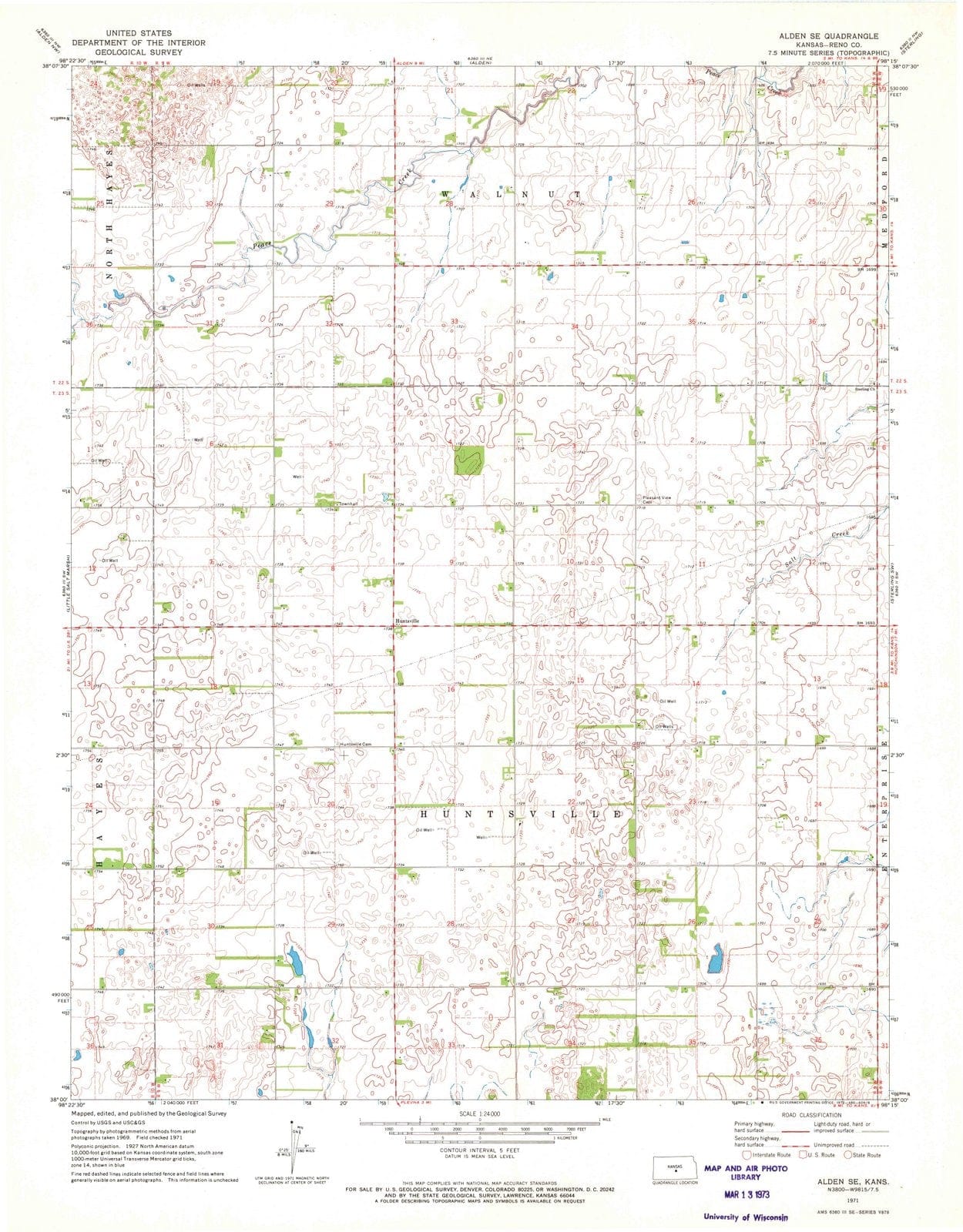 1971 Alden, KS - Kansas - USGS Topographic Map