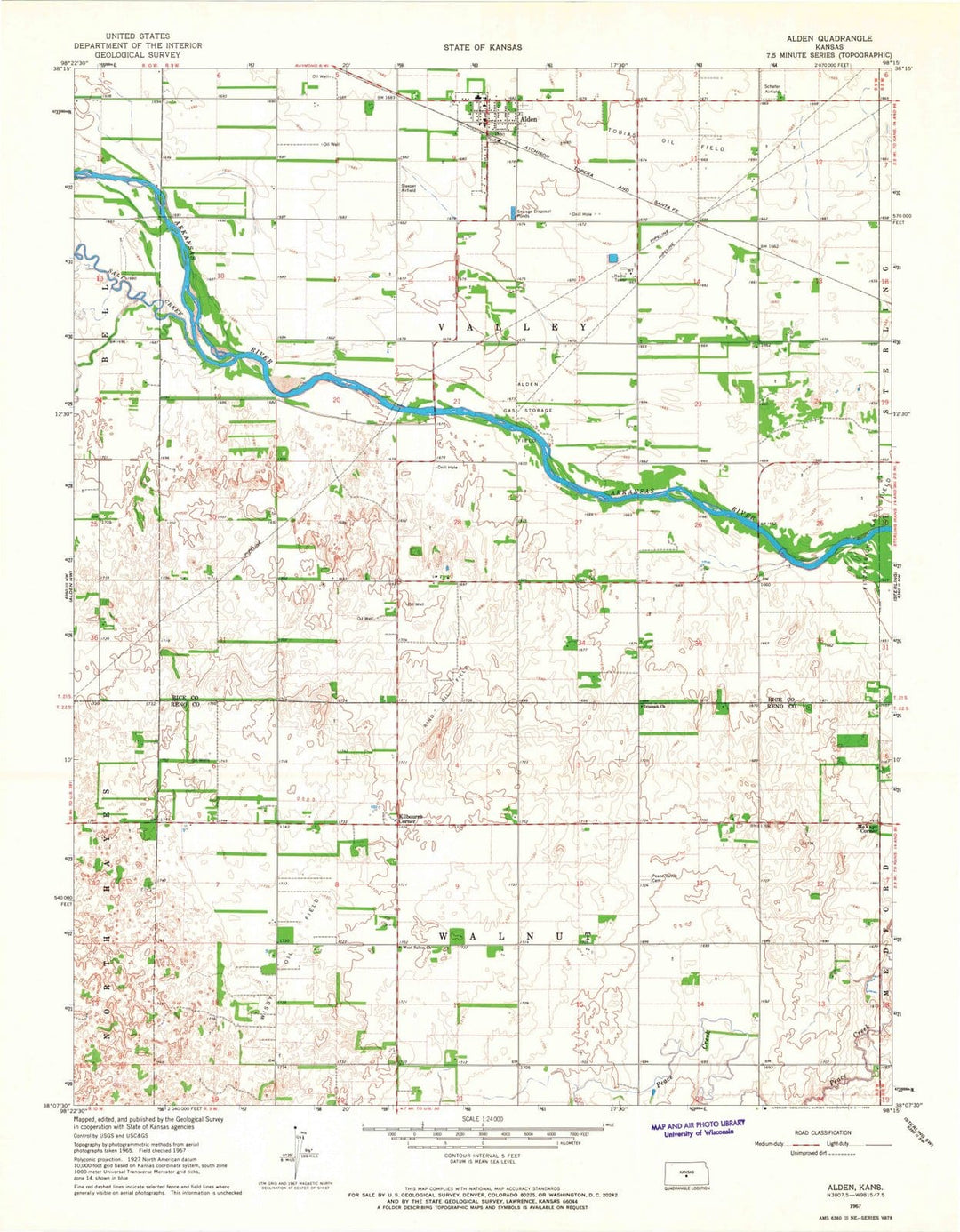 1967 Alden, KS - Kansas - USGS Topographic Map v2