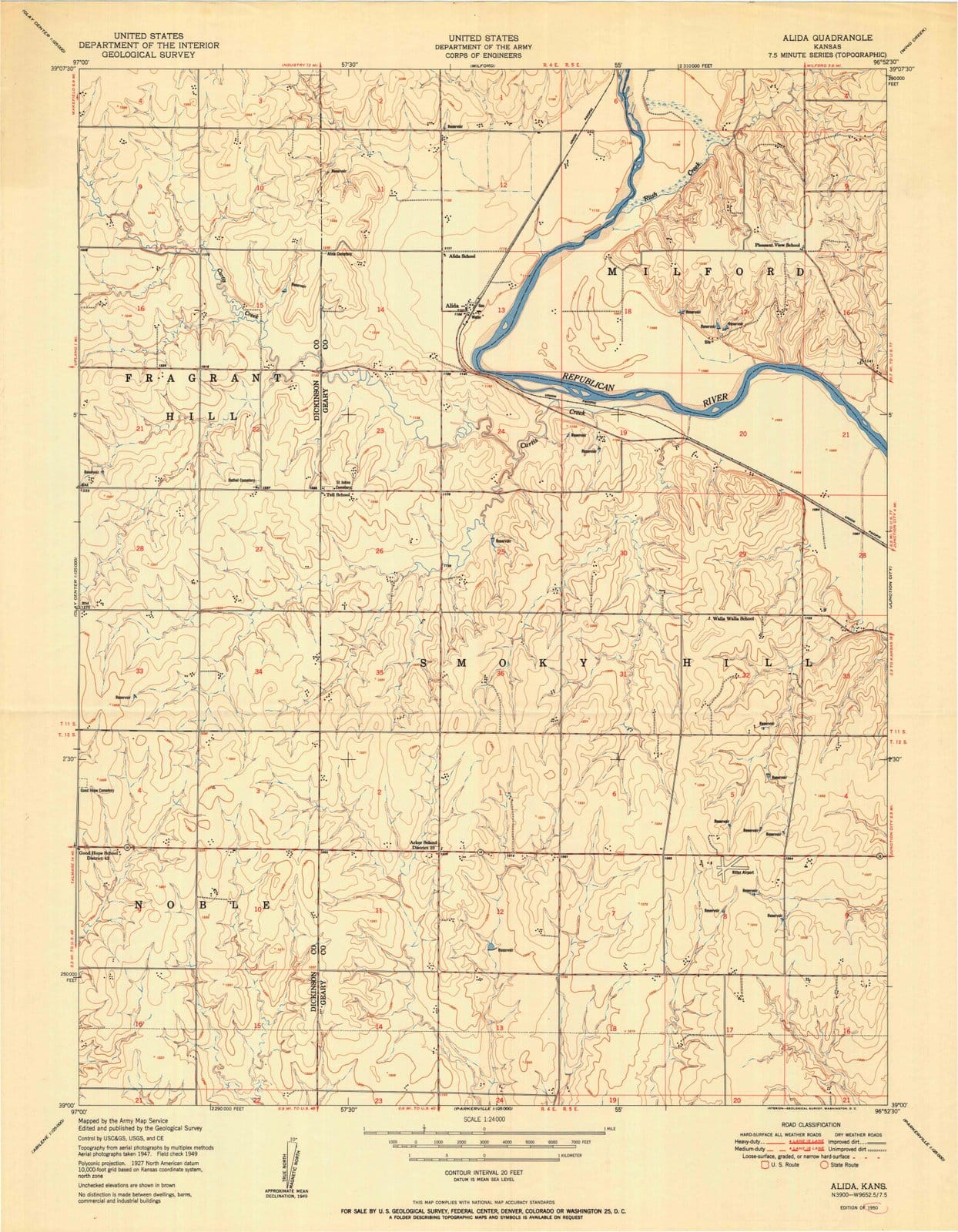 1950 Alida, KS - Kansas - USGS Topographic Map