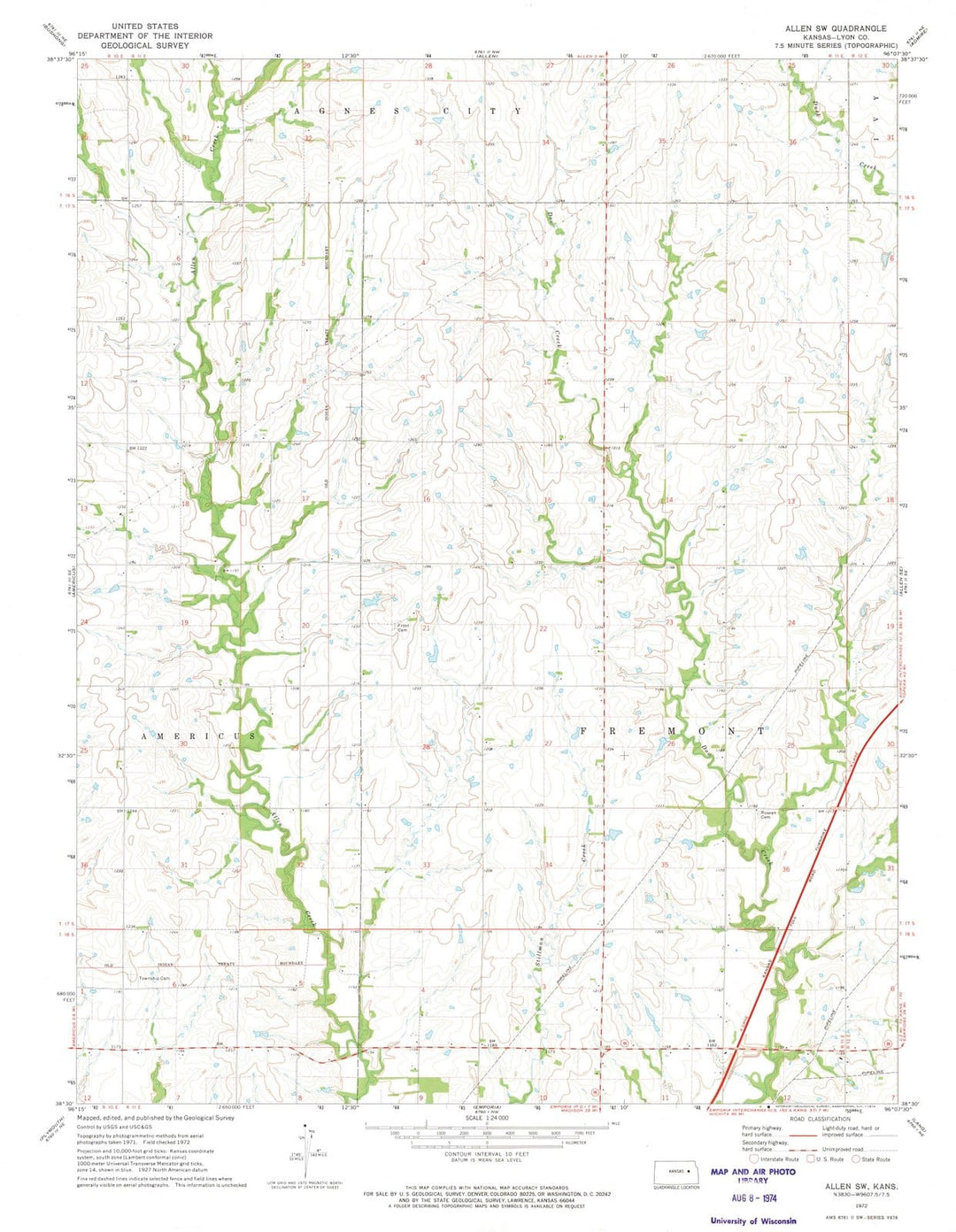 1972 Allen, KS - Kansas - USGS Topographic Map v2