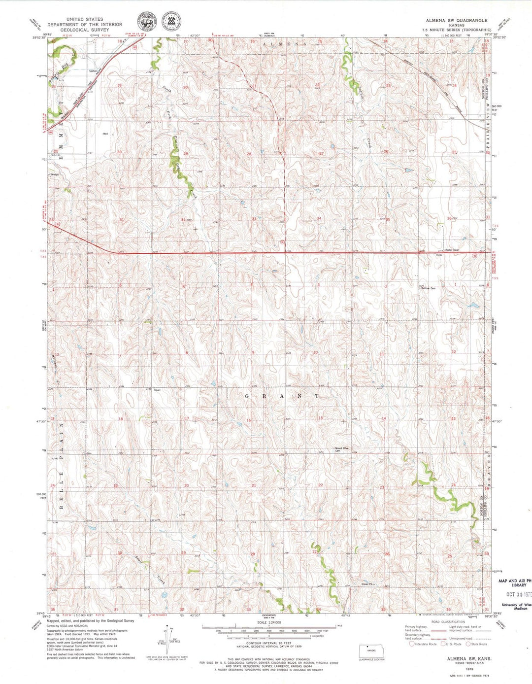 1978 Almena, KS - Kansas - USGS Topographic Map