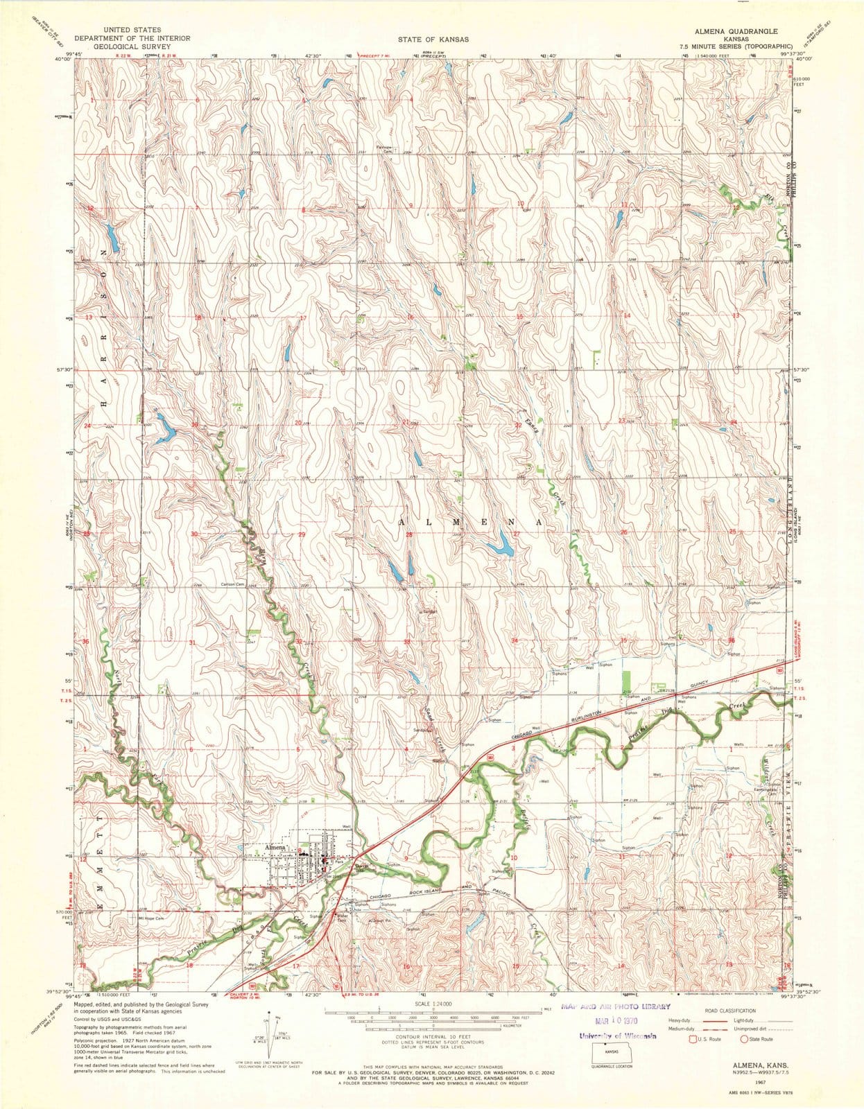 1967 Almena, KS - Kansas - USGS Topographic Map