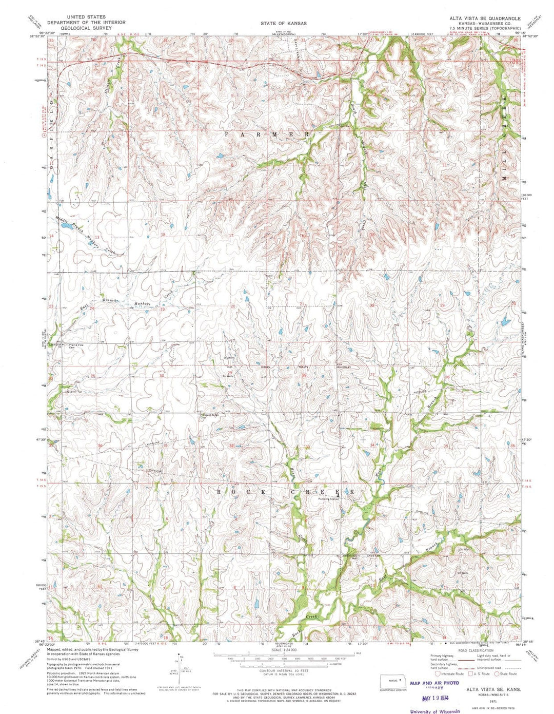 1971 Alta Vista, KS - Kansas - USGS Topographic Map