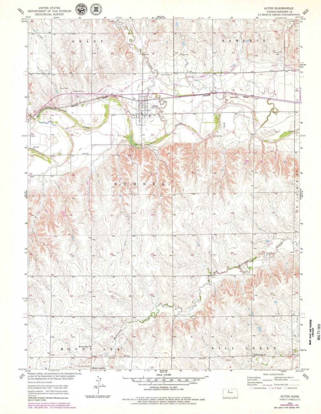 1953 Alton, KS - Kansas - USGS Topographic Map