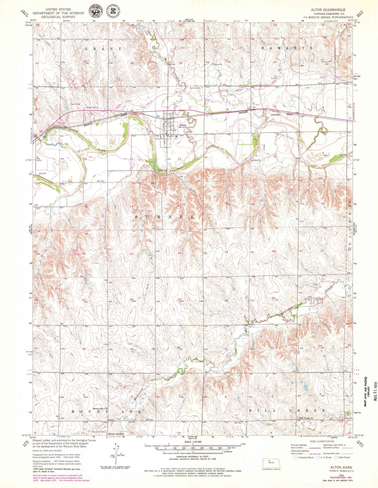 1953 Alton, KS - Kansas - USGS Topographic Map