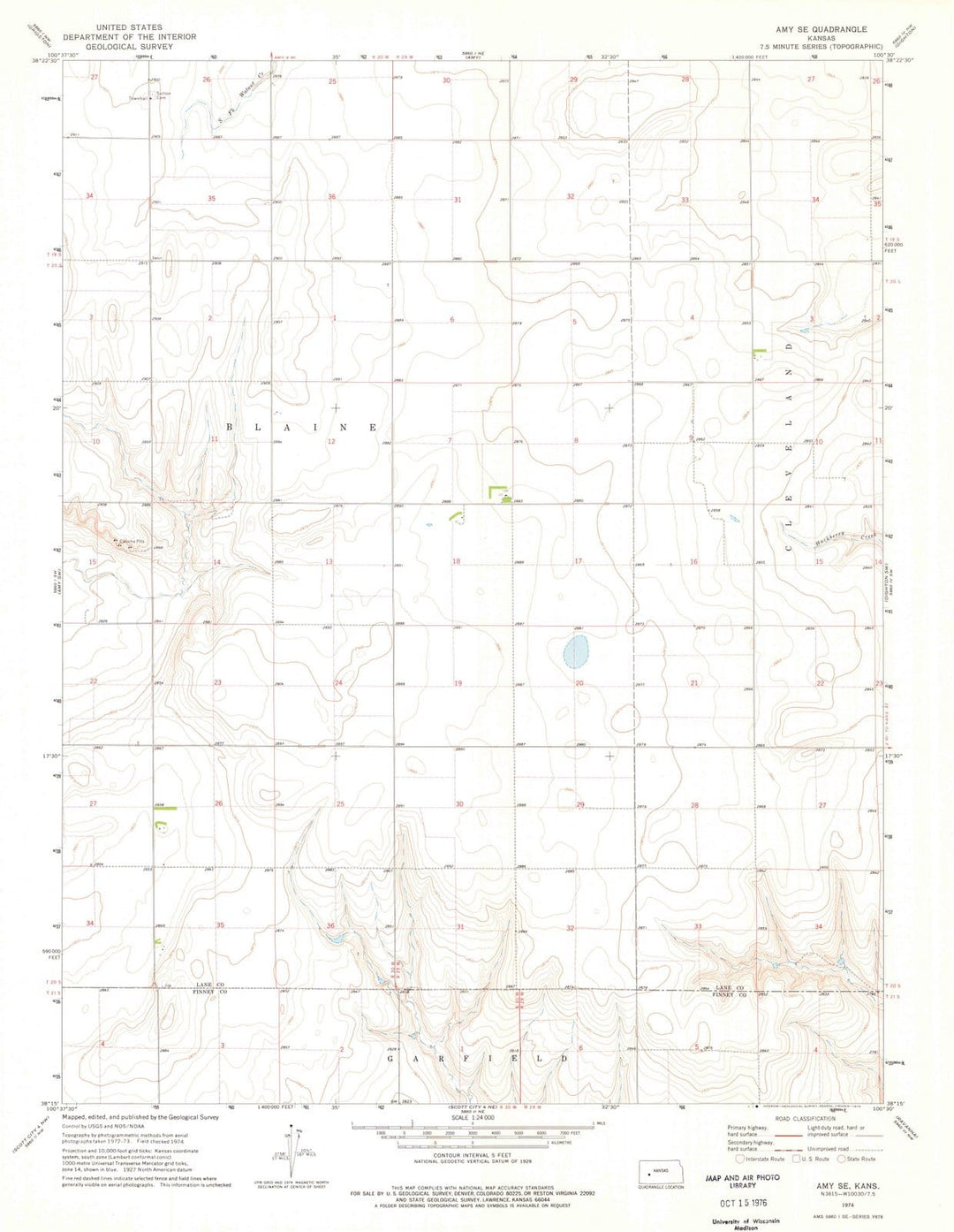 1974 Amy, KS - Kansas - USGS Topographic Map