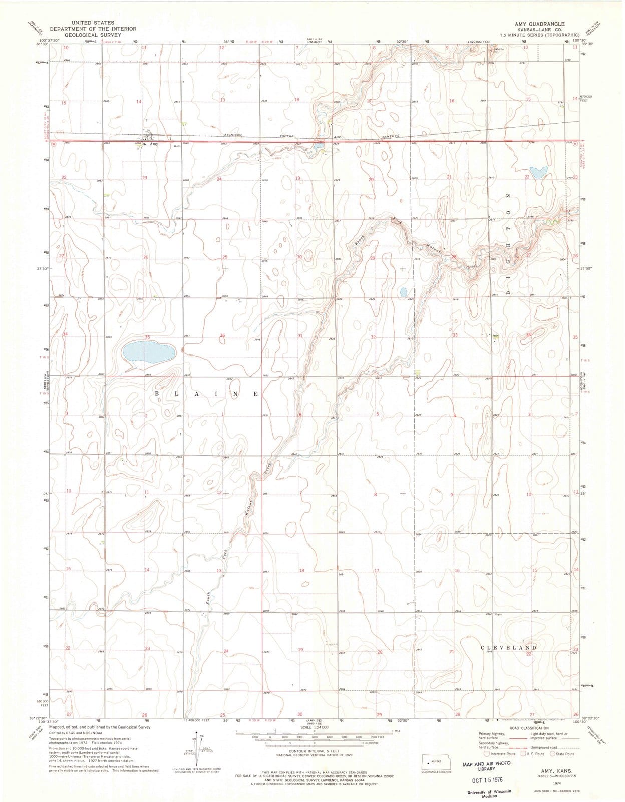 1974 Amy, KS - Kansas - USGS Topographic Map v3