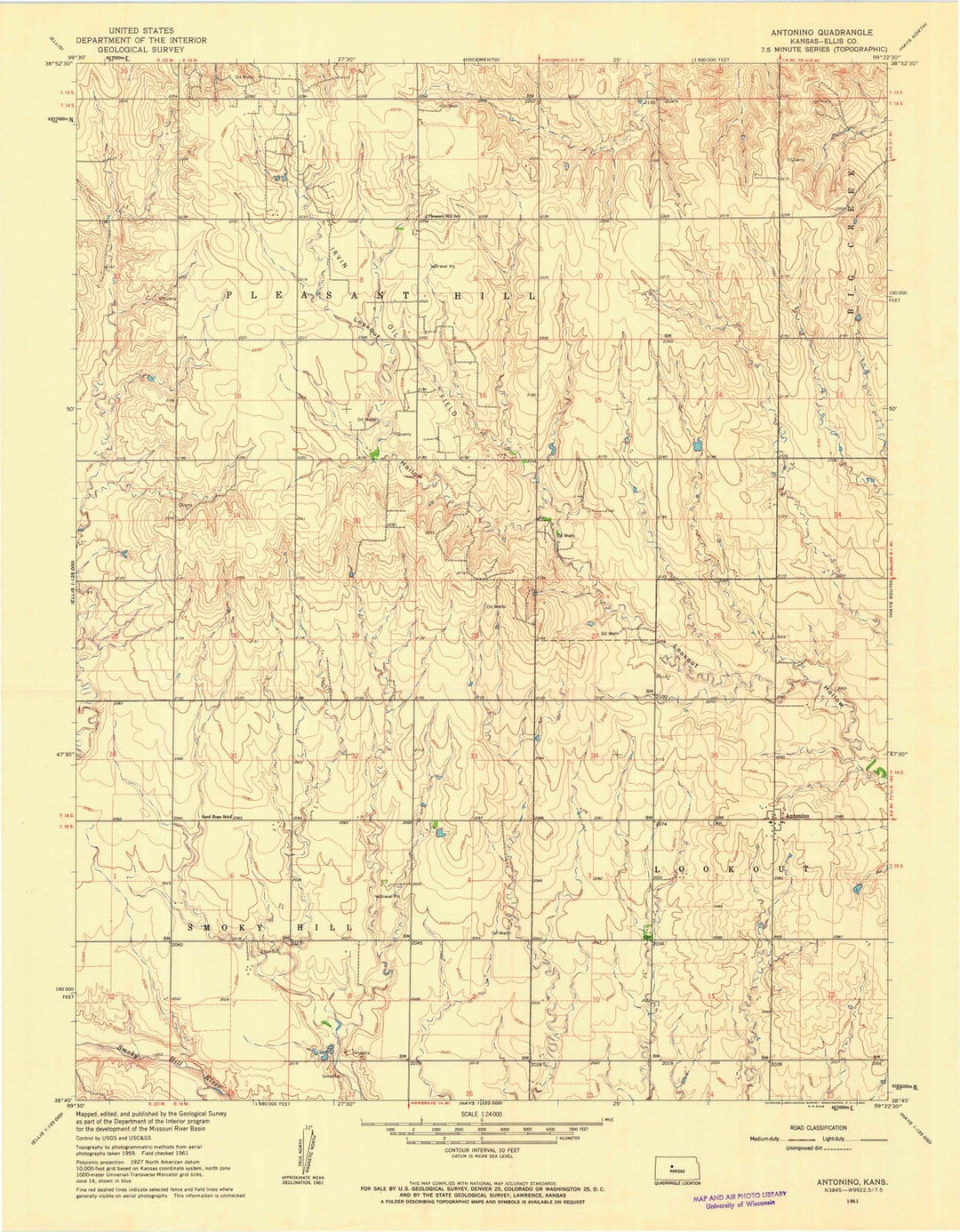 1961 Antonino, KS - Kansas - USGS Topographic Map