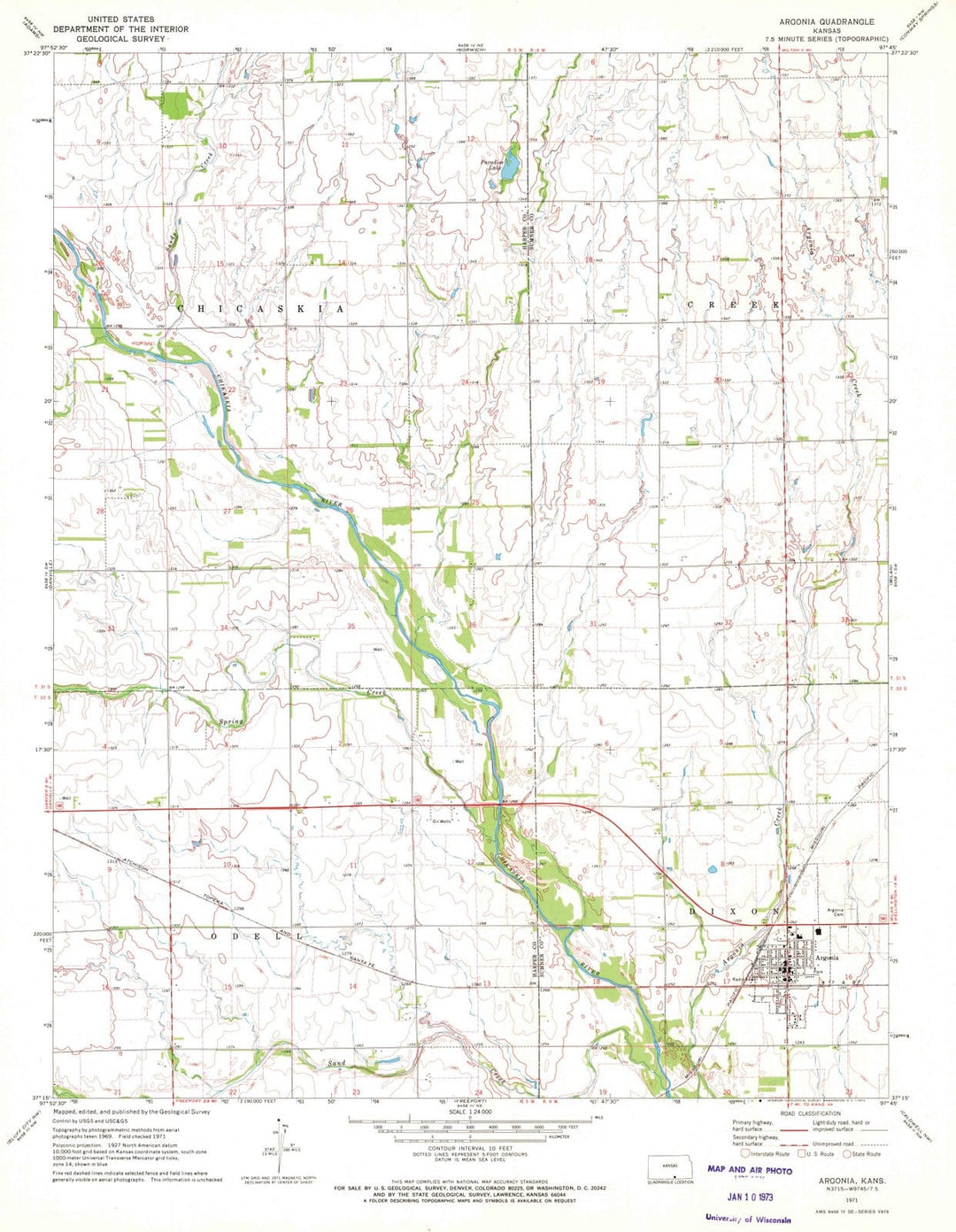 1971 Argonia, KS - Kansas - USGS Topographic Map