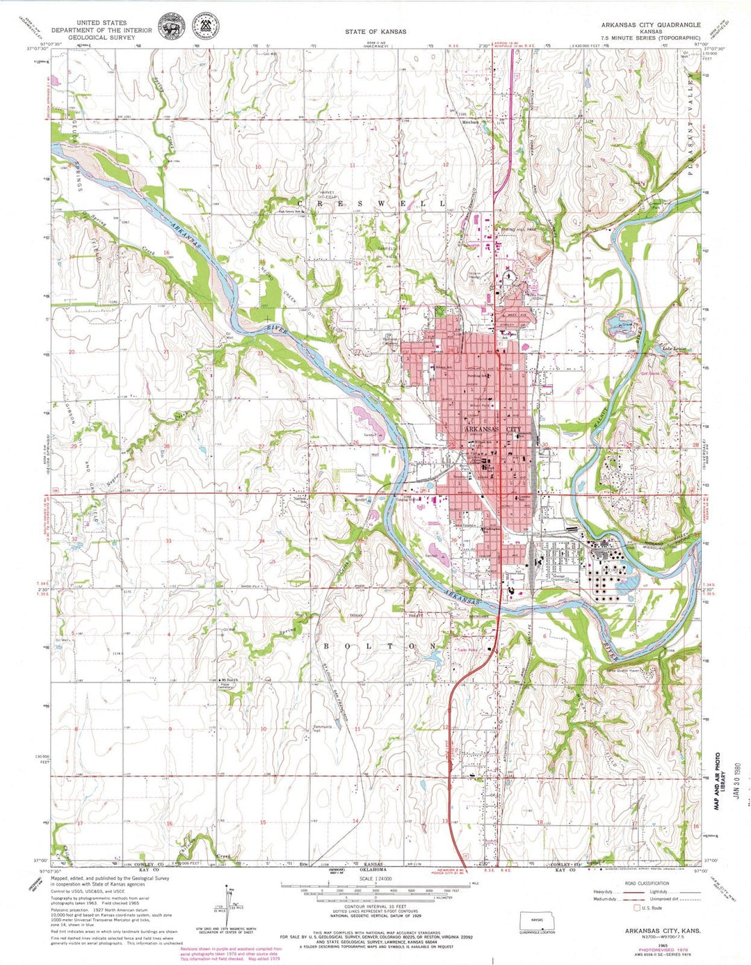 1965 Arkansas City, KS - Kansas - USGS Topographic Map