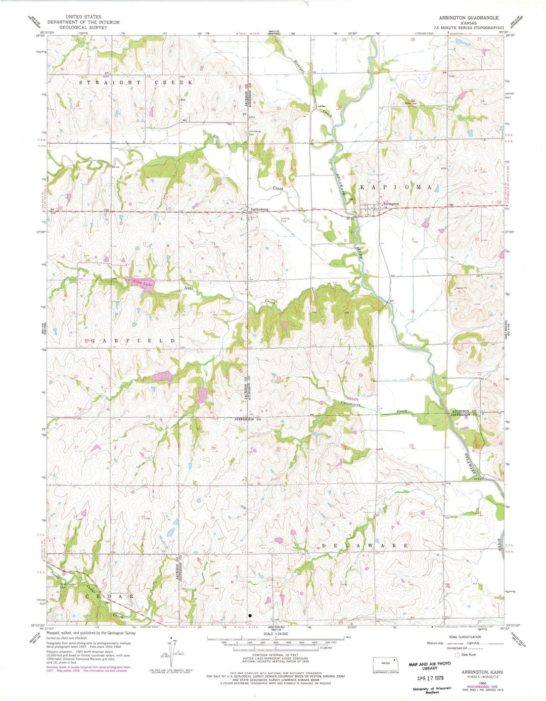 1960 Arrington, KS - Kansas - USGS Topographic Map