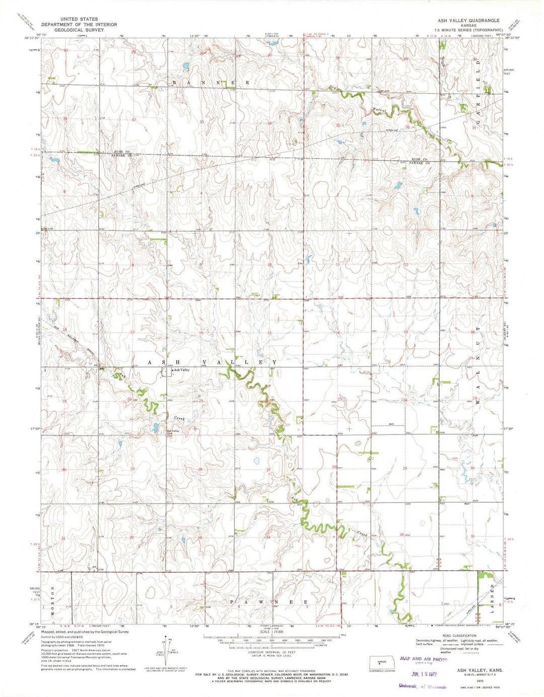 1970 Ash Valley, KS - Kansas - USGS Topographic Map