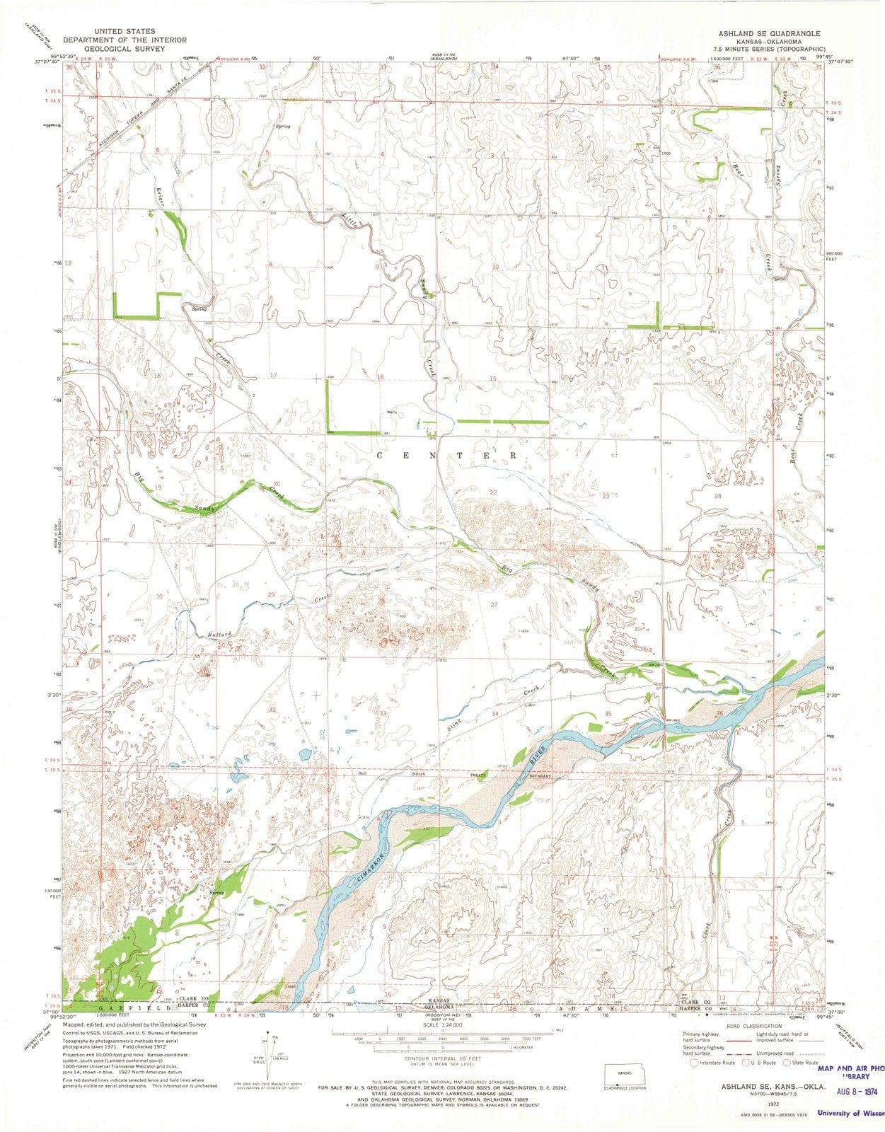 1972 Ashland, KS - Kansas - USGS Topographic Map