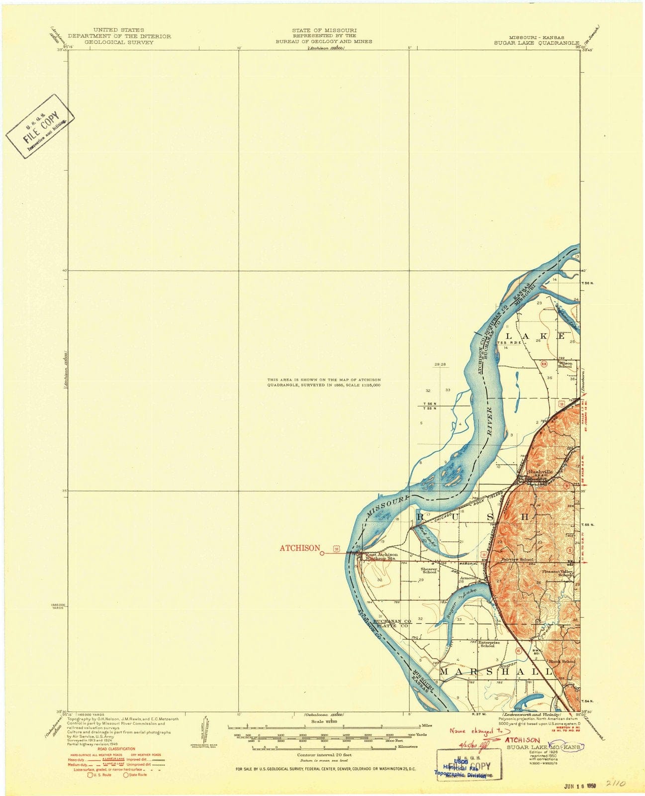 1926 Atchison, KS - Kansas - USGS Topographic Map