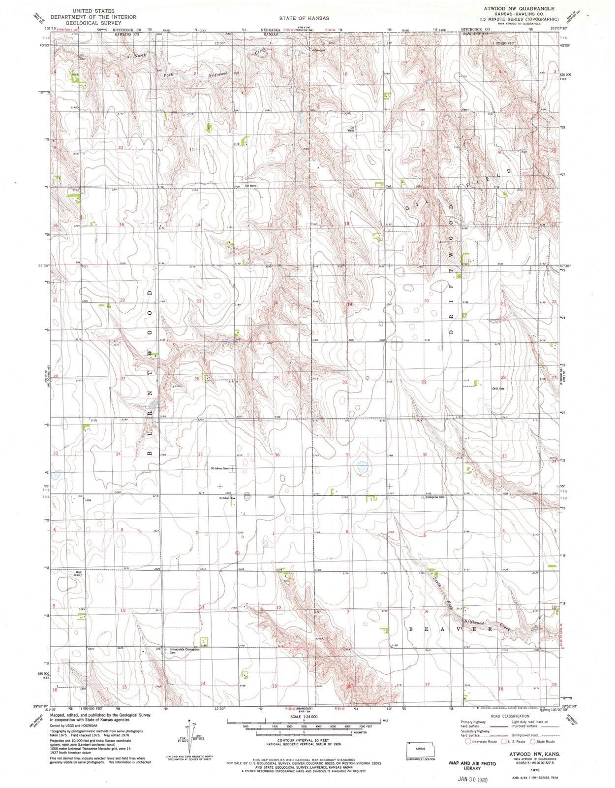 1978 Atwood, KS - Kansas - USGS Topographic Map v2