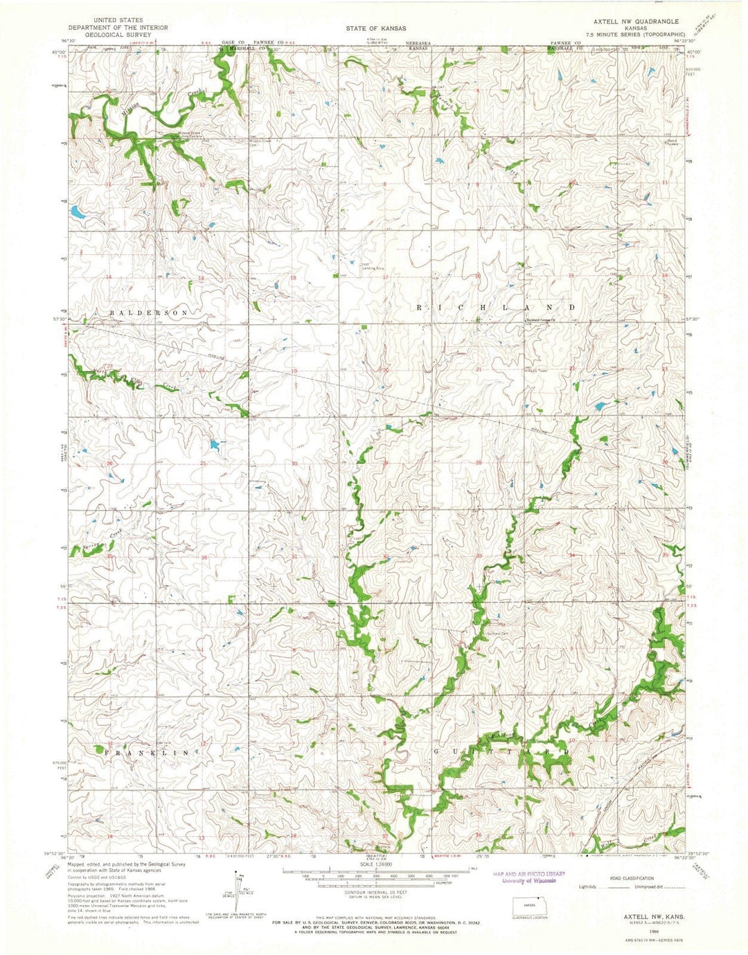 1966 Axtell, KS - Kansas - USGS Topographic Map