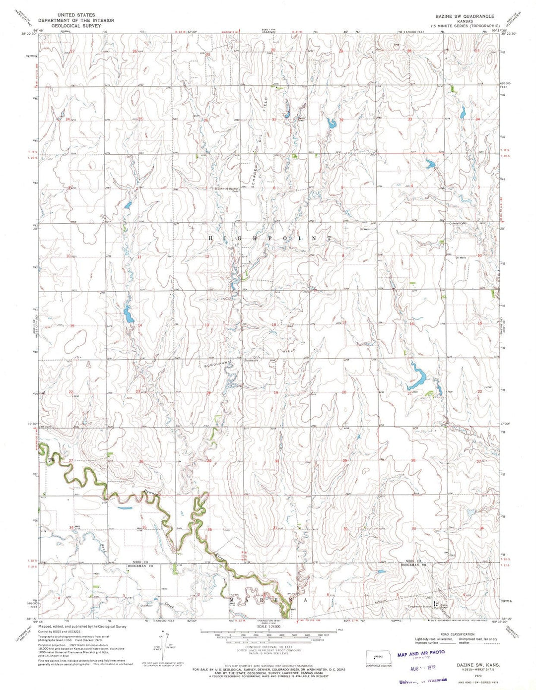 1970 Bazine, KS - Kansas - USGS Topographic Map v2