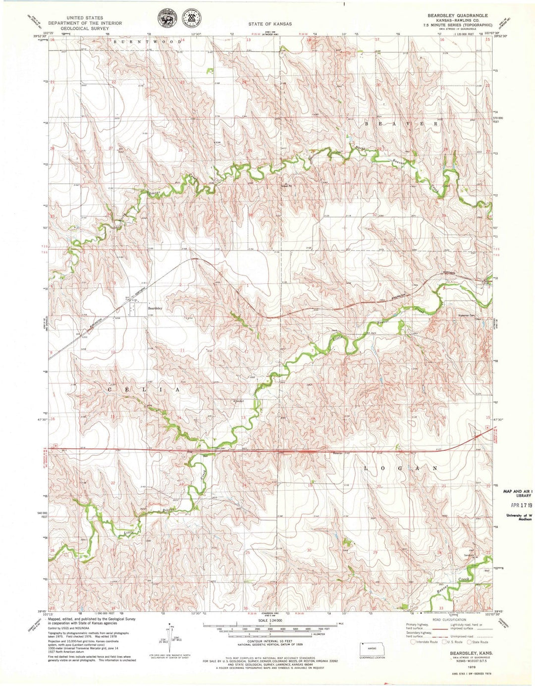 1978 Beardsley, KS - Kansas - USGS Topographic Map