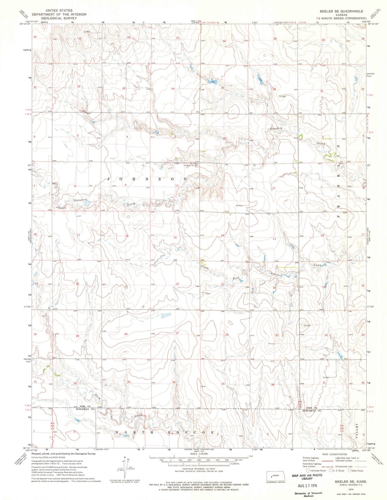 1974 Beeler, KS - Kansas - USGS Topographic Map