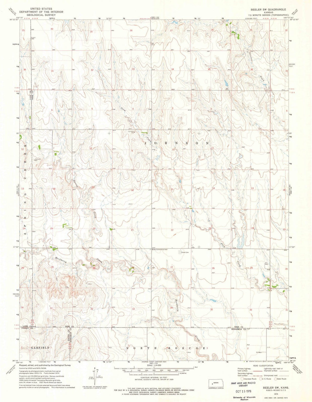 1974 Beeler, KS - Kansas - USGS Topographic Map v2