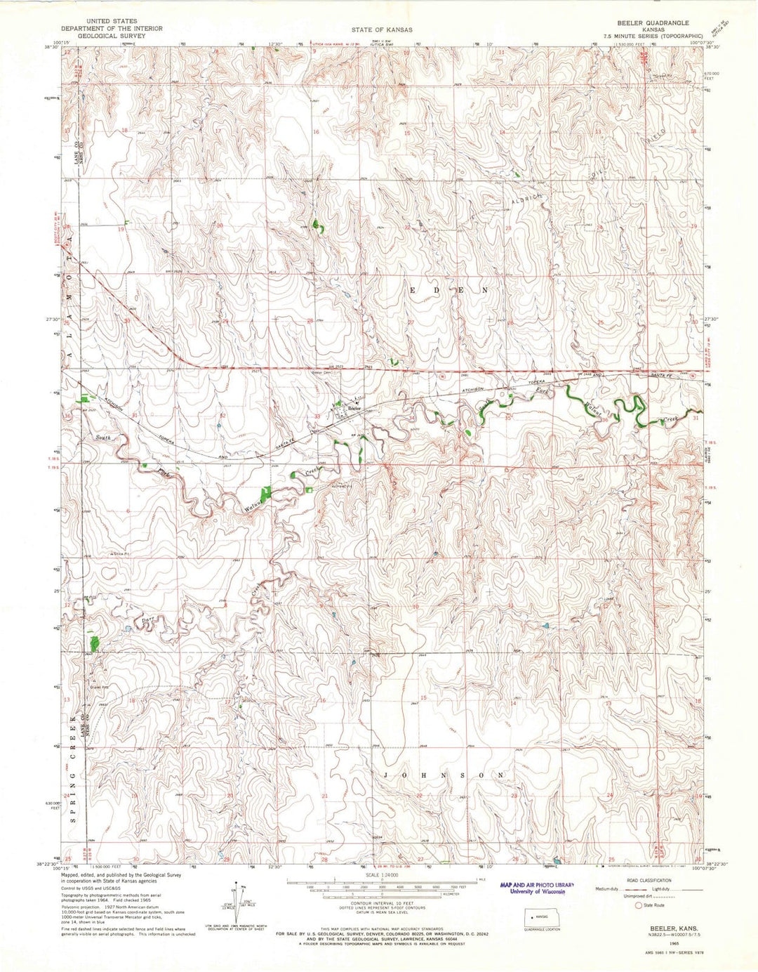 1965 Beeler, KS - Kansas - USGS Topographic Map