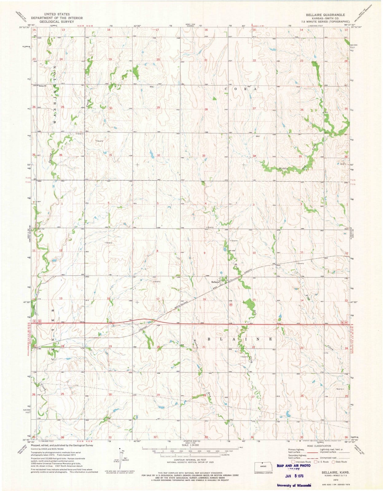 1973 Bellaire, KS - Kansas - USGS Topographic Map