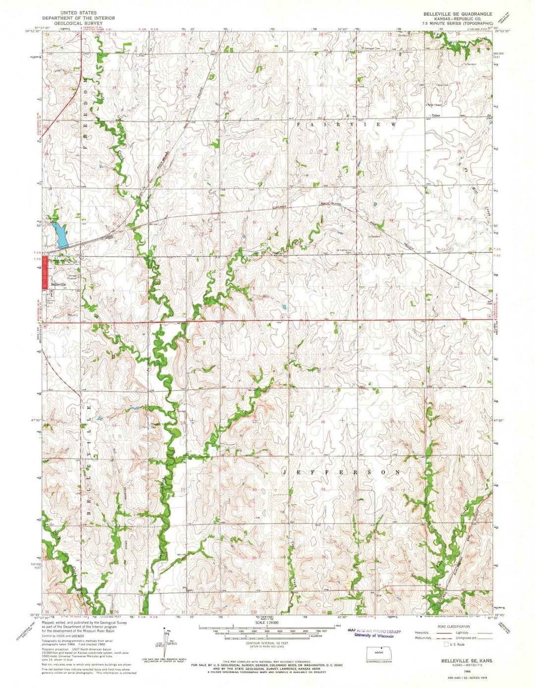 1966 Belleville, KS - Kansas - USGS Topographic Map