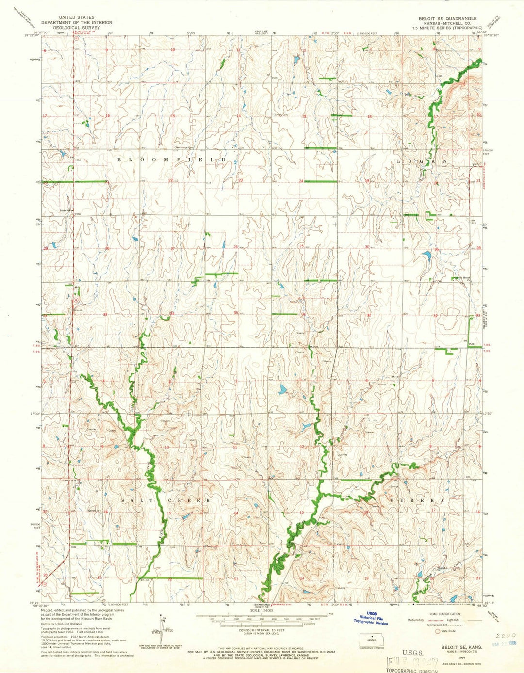 1964 Beloit, KS - Kansas - USGS Topographic Map